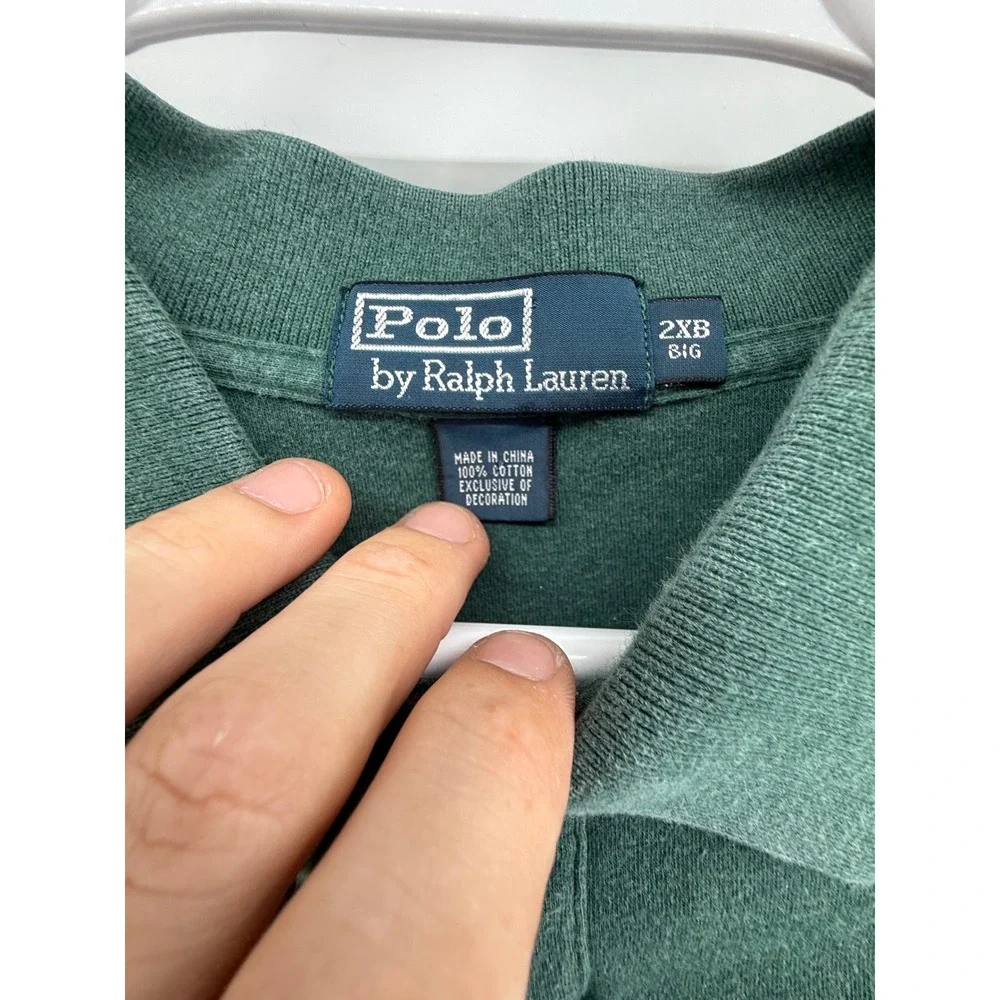 Polo Ralph Lauren Green Cotton‎ Polo Shirt Mens 2XB Orange Pony Logo shortsleeve